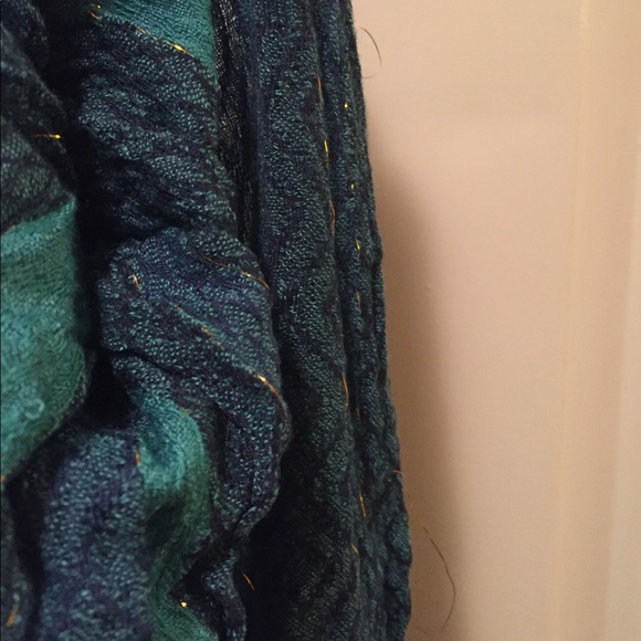 Scarf turquoise, navy and gold - Picture 7 of 7
